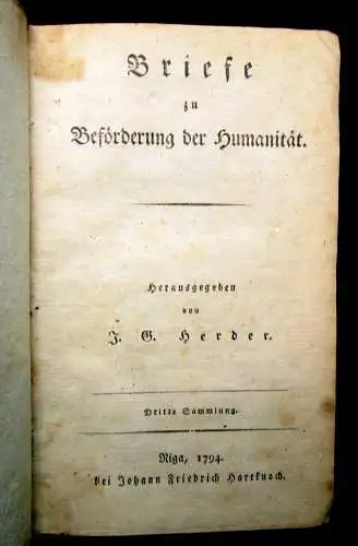 Herder Briefe zu Beförderung der Humanität 10 Bde. in 5, 1793 EA Nachweis