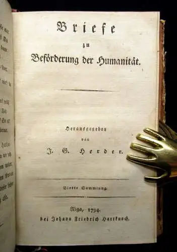 Herder Briefe zu Beförderung der Humanität 10 Bde. in 5, 1793 EA Nachweis