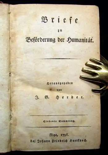Herder Briefe zu Beförderung der Humanität 10 Bde. in 5, 1793 EA Nachweis