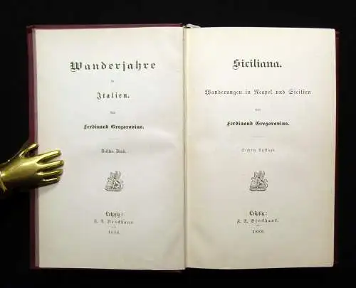 Gregorovius Wanderjahre in Italien 1- 5 komplett 1878 Geschichten Erzählungen