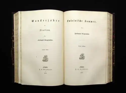 Gregorovius Wanderjahre in Italien 1- 5 komplett 1878 Geschichten Erzählungen