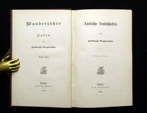 Gregorovius Wanderjahre in Italien 1- 5 komplett 1878 Geschichten Erzählungen