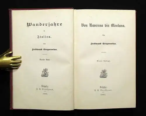 Gregorovius Wanderjahre in Italien 1- 5 komplett 1878 Geschichten Erzählungen