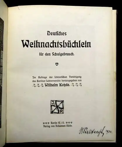 Kotzde Deutsches Weihnachtsbüchlein für den Schulgebrauch um 1910 Kinderbuch