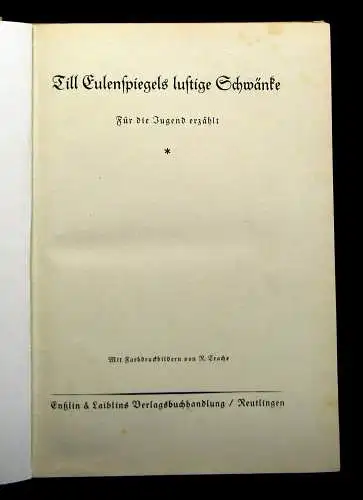 Till Eulenspiegels lustige Schwänke um 1930 Kinderbuch Erzählungen