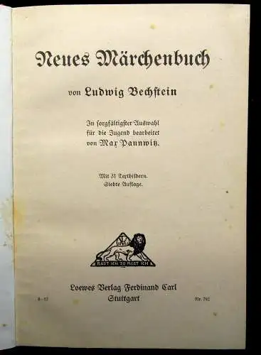 Bechstein, Ludwig Neues Märchenbuch  Mit 31 Textbildern Geschichten um 1900