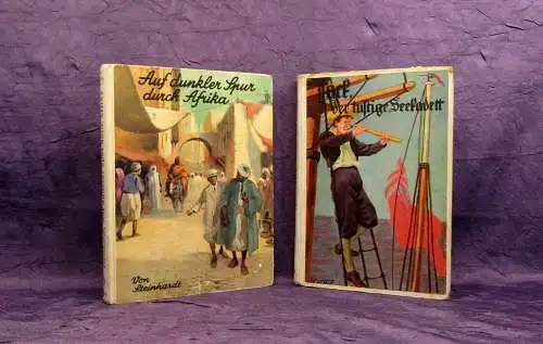 2 Bücher Jack der lustige Seekadett/ Auf dunkler Spur nach Afrika um 1930