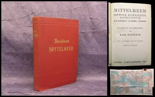 Baedeker Karl Mittelmeer Mit 43 Karten und 46 Plänen Handbuch für Reisende 1934
