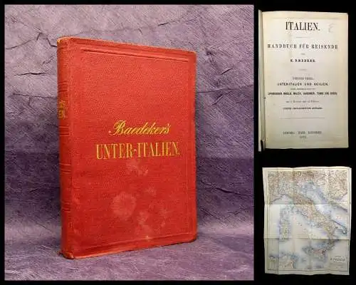 Baedeker Karl Unter-Italien und Sicilien Mit 8 Karten und 12 Plänen 1876 selten