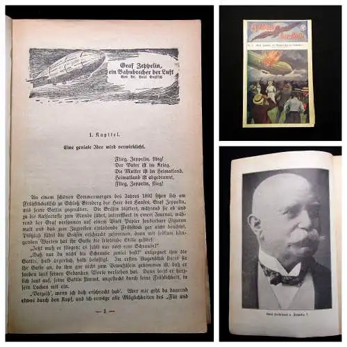 Englisch Helden der Luft Nr. 8 Graf Zeppelin Bahnbrecher der Luftfahrt um 1920