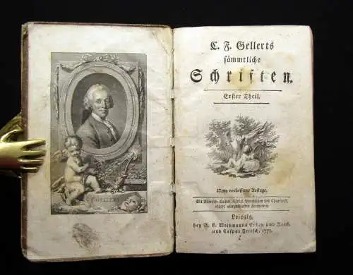 Gellerts sämmtliche Schriften 1. und 2. Teil apart 1775 Bildband Klassiker Lyrik