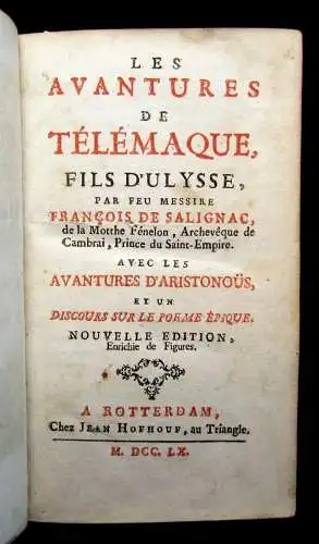 Francois Fenelon Les Avantures de Telemaque,Fils D`ulysse par feu Missere 1699