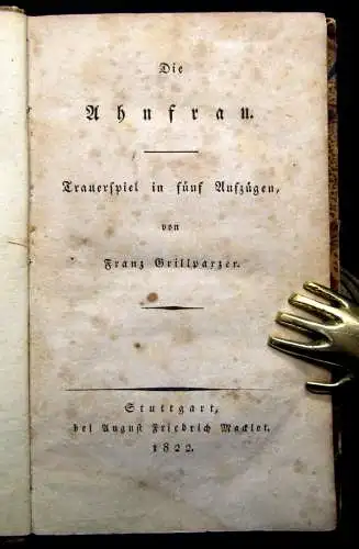 Grillparzer Die Ahnfrau Trauerspiel in fünf Aufzügen 1822 Belletristik Lyrik