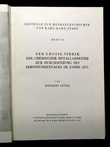 Stöbe 2 Hefte Streik der Chemnitzer Metallarbeiter u. Kempnitz zur Zeit 1955
