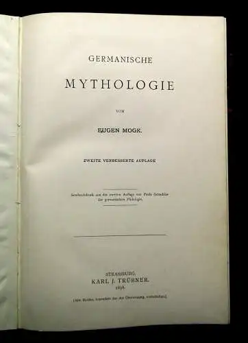Mogk Germanische Mythologie 1898 Geschichte Sagen Erzählungen