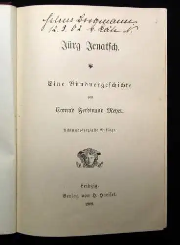 Meyer Jürg Jenatsch Eine Bündnergeschichte 1902 Militär Geschichte