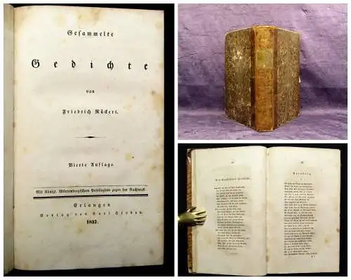 Rückert, Friedrich Gesammelte Gedichte Band 1 apart( von 6) 1837 Belletristik