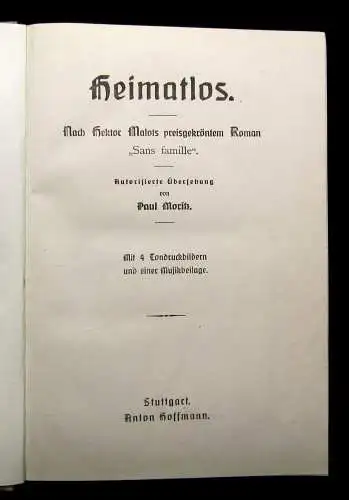 Moritz Heimatlos Nach Hektor Malots Roman "Sans Famille" 4Tondruckbilder um 1910