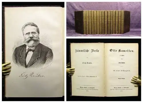 Sämmtliche Werke von Fritz Reuter 15 Bde. komplett Mischauflage 1874,75 und 1886