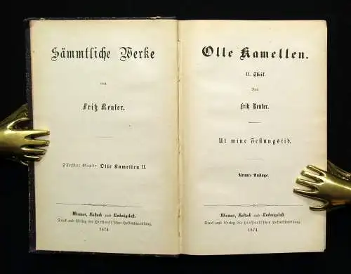 Sämmtliche Werke von Fritz Reuter 15 Bde. komplett Mischauflage 1874,75 und 1886