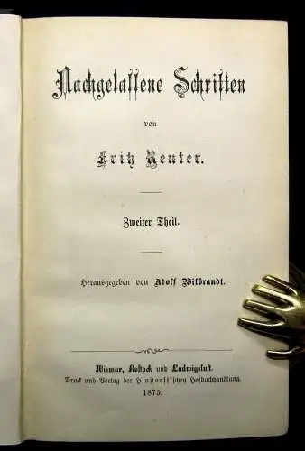 Sämmtliche Werke von Fritz Reuter 15 Bde. komplett Mischauflage 1874,75 und 1886