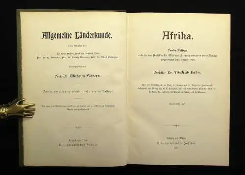 Hahn, Sievers Allgemeine Länderkunde Afrika 1906 Länderkunde Völkerkunde