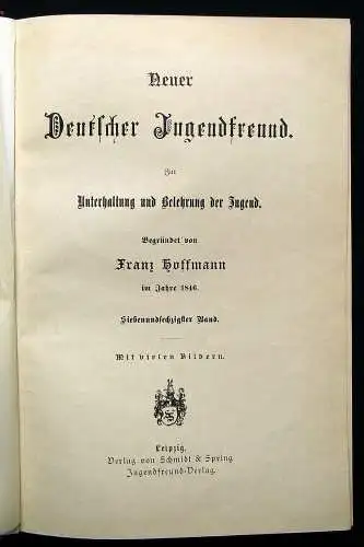 Hoffmann Neuer Deutscher Jugendfreund Unterhaltung u. Belehrung der Jugend 1846