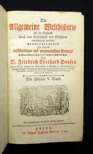 Boysen Die allgemeine Welthistorie 1769 Alte Historie 5. Band Geschichte