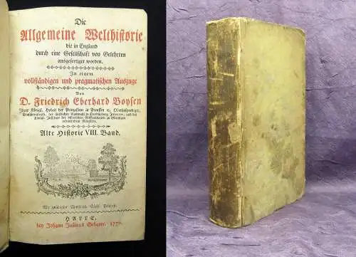 Boysen Die allgemeine Welthistorie 1770 Alte Historie 8. Band Geschichte