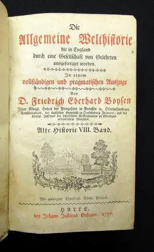 Boysen Die allgemeine Welthistorie 1770 Alte Historie 8. Band Geschichte