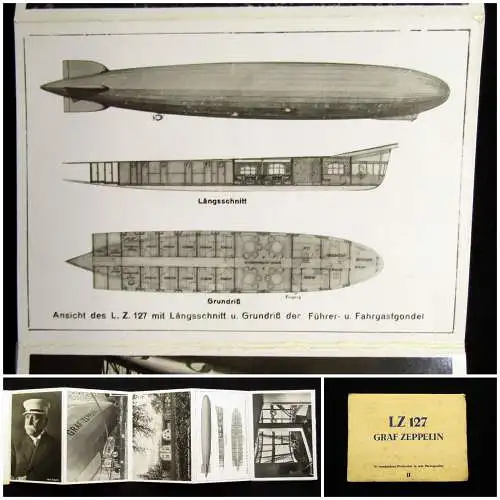 Leporello LZ 127 Graf Zeppelin 10 versch. Postkarten um 1930 Bodo Jost