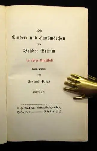 Panzer Brüder Grimm Die Kinder u. Hausmärchen 2 Bde. 1813/ 1815 Belletristik