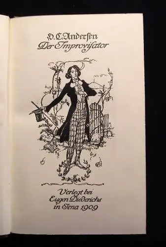 Andersen Der Improvisator 1909 Or. Ledereinband dekorativ Geschichten Literatur