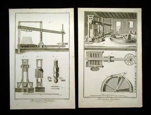 Bernard Fecit Oeconomie Routique( Wirtschaft rustikal) Pressoir a Lidre 2 Kupfer