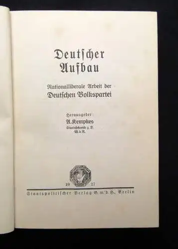 Kempkes Deutscher Aufbau 1927 Geschichte Gesellschaft Politik