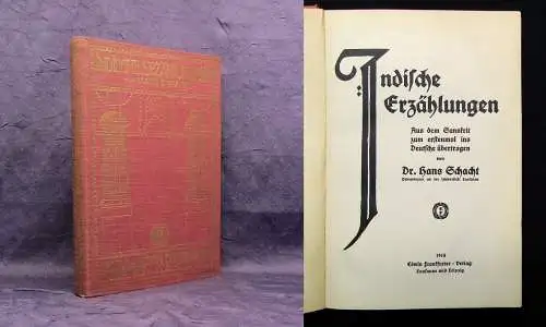 Schacht Indische Erzählungen 1918 Literatur Lyrik Belletristik