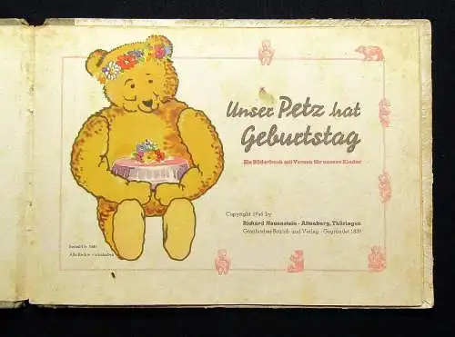 Hauenstein Unser Petz hat Geburtstag 1946 Kinderbuch Literatur Belletristik