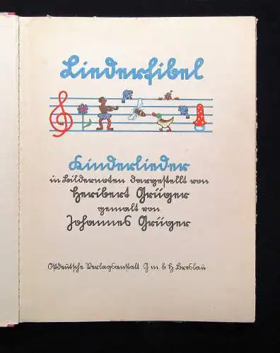 Grüger Liederfibel Kinderlieder in Bildernoten dargestellt 1927 Kinderbücher