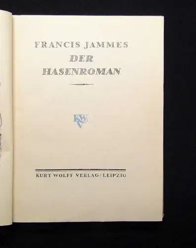 Jammes Der Hasen Roman 1916 Kurt Wolff Verlag Belletristik Literatur Kinderbuch