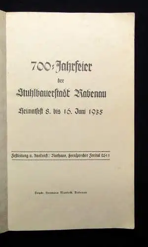 Stadt Rabenau 700-Jahrfeier der Stuhlbauerstadt Rabenau 1935