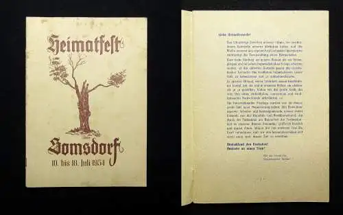 Stadt Somsdorf Heimatheft Somsdorf 10. bis 18. Juli 1954 Geschichte sehr selten