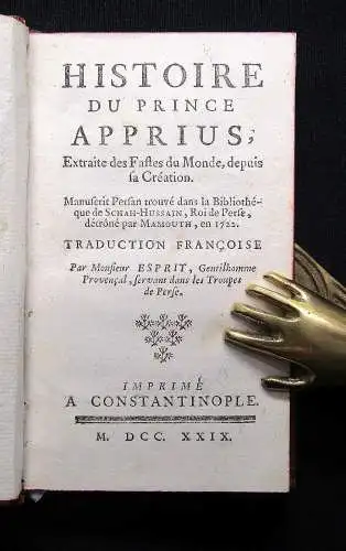 De Beauchamps Histoire du Prince Apprius, Extraite des Fastes du Monde 1729