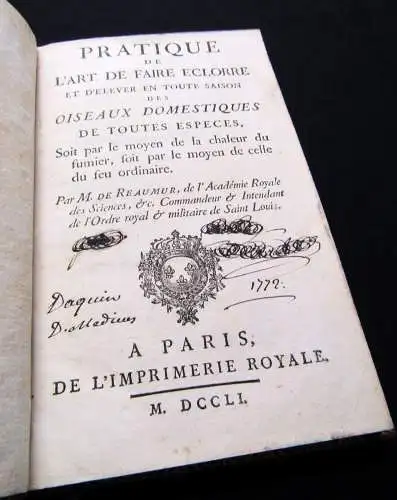 Reaumur Pratique de l'art de faire éclorre et d'élever on toute saison 1751