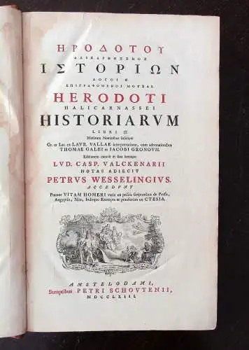 Herodot von Halikarnass(os) Herodoti Halicarnassei Historiarum Libri IX 1763