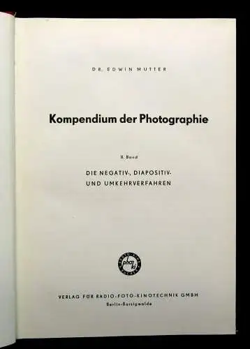 Mutter Kompendium der Photographie 2 Bde. 1962 Hobby Berufe Handwerk