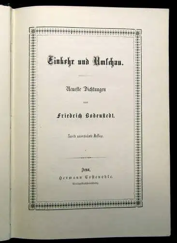 Bodenstedt Einkehr und Umschau um 1900 Belletristik Unterhaltung Prachtausgabe