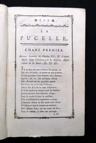 Voltaire La Pucelle d'Orléans, poème, divisé en vingt et un chants. Avec 1773