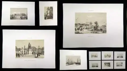 Geissler Bremen, 15 von gesamt 18 getönten Lithographien aus "Album von Bremen"