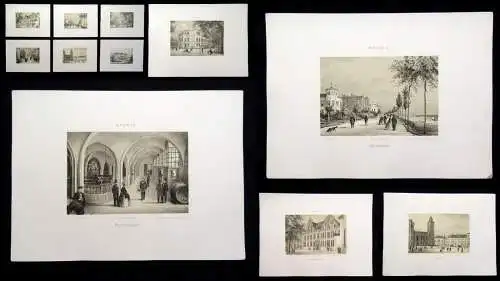 Geissler Bremen, 15 von gesamt 18 getönten Lithographien aus "Album von Bremen"