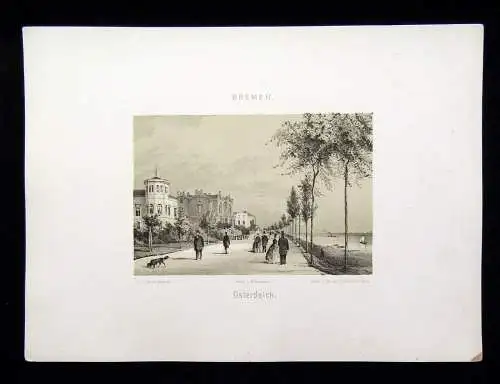 Geissler Bremen, 15 von gesamt 18 getönten Lithographien aus "Album von Bremen"